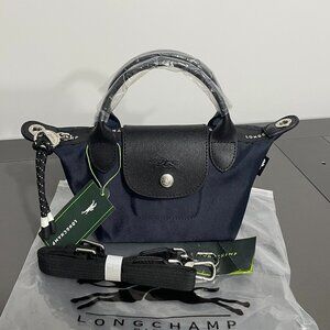NWT Longchamp Energy Mini Makeup Clutches Navy Blue Canvas Crossbody Tote XS